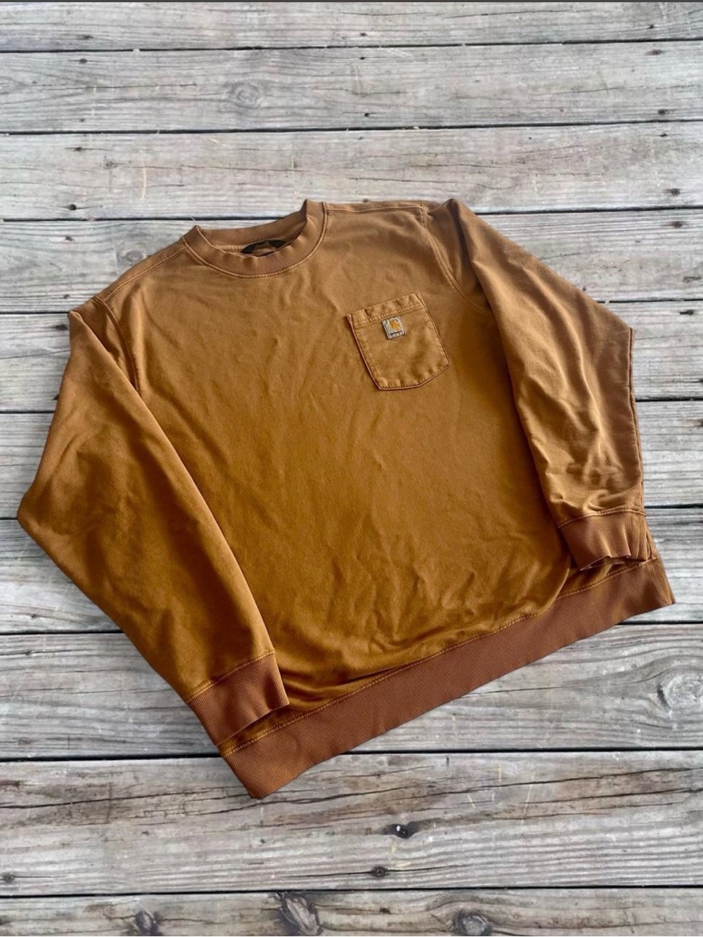 Carhartt Men's Caramel Brown Crewneck Pocket Sweatshirt